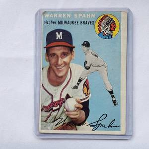 lot 60 image: Warren Spahn 1954 Topps No. 20