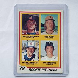 lot 70 image: 78 Rookie Pitchers Larry Andersen, Tim Jones, Mickey Mahler, Jack Morris Topps No. 703