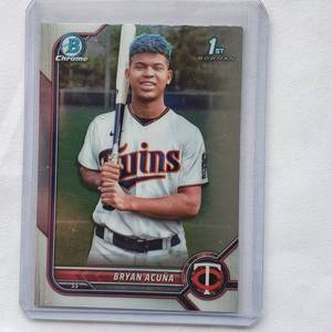lot 75 image: Bryan Acuna Rookie 1st Bowman 2022 Topps No. BCP-151