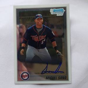lot 84 image: Miguel Sano Rookie 1st Chrome Autograph 2010 Topps No. BCP205