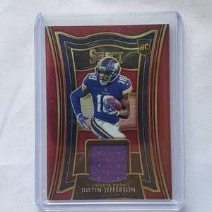 lot 91 image: Justin Jefferson Rookie Prizm Relic 2020 Panini Select No. RS-JJE