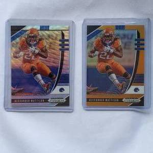 lot 107 image: Lot of 2 Alexander Mattison 2020 Panini Prizm No. 4 Refractor Numbered 232299, 2020 Panini Prizm No. 4 Numbered 76149