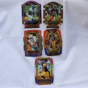 lot 111 image: Lot of 5 Die Cut Panini Select Odell Beckham Jr.  No. 25, Cam Akers No. 55, Jerome Bettis No. 137, Troy Polamalu No. 41, Mike Gesicki No. 222