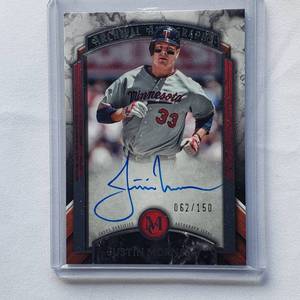 lot 153 image: Justin Morneau On Card Autograph 2022 Topps Archival Autographs No. AA-JMO Numbered 62150
