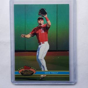 lot 162 image: Mike Trout Topps Stadium Club Refractor No. 200