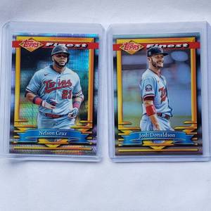 lot 175 image: Lot of 2 2021 Topps Finest Refractors Nelson Cruz No. 154 Numbered 635, Josh Donaldson No. 72