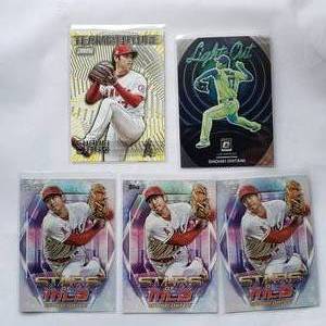 lot 177 image: Lot of 5 Shohei Ohtani Inserts Stadium Club Team of the Future TOF-17, Donruss Optic Lights Out LO-6, 3x Stars of MLB Chrome SMLBC-21