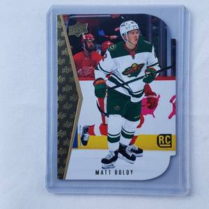 lot 202 image: Matt Boldy Rookie Die Cut Upper Deck Series 1 Hockey No. RDT-10