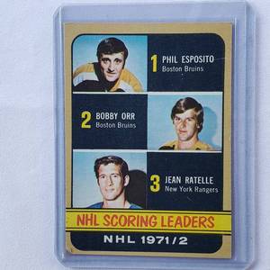 lot 205 image: NHL 19712 Scoring Leaders Phil Esposito, Bobby Orr, Jean Ratelle