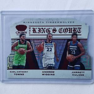 lot 217 image: Crown Royale Minnesota Timberwolves Kings Court Die Cut Karl-Anthony Towns, Andrew Wiggins, Jarrett Culver Numbered 1249