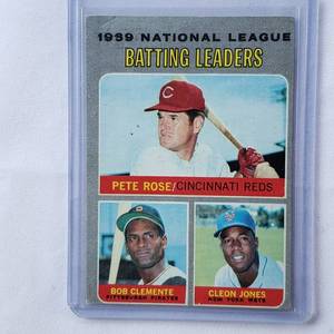 lot 243 image: 1969 National League Batting Leaders Pete Rose, Bob Clemente, Cleon Jones