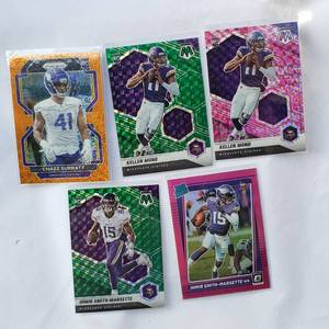 lot 250 image: Lot of 5 Vikings Rookie Cards 2x Ihmir Smith-Marsette, 2x Kellen Mond Prizm, Chazz Surratt Prizm