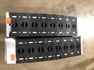 lot 11 image: 2 CargoSmart 12 in. W x 90 in. L 750 lb. Capacity Hybrid S-Curve Centerfold Truck Loading Ramp Customer Returns See Pictures