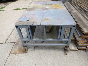 lot 1 image: Heavy Steel Shop Table on Casters