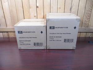 lot 108 image: 2 Planters-Southern Patio Vaso 10 in. x 10.87 in. Tall Terracotta Clay Pot, Vaso 9.8 in. x 6.7 in. Terracotta Clay Pot