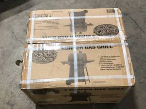 lot 16 image: Char-Griller 3-Burner Propane Gas Grill in Black with Side Burner  Customer Returns See Pictures