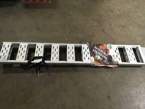 lot 24 image: CargoSmart 12 in. W x 78 in. L 1250 lbs. Capacity Aluminum Straight Fixed Truck Loading Ramp with Treads   Customer Returns See Pictures