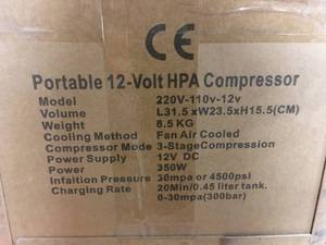 lot 25 image: VEVOR PCP Air Rifle Pump 0.4 Gal. 4500 PSI Portable Electric Pancake Air Compressor 110220-Volt AC with Built-in Adapter&Fan    Customer Returns See Pictures
