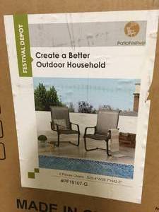 lot 30 image: Patio Festival Spring Sling Outdoor Dining Chair in Gray (2-Pack) Customer Returns See Pictures