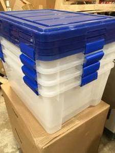 lot 49 image: Lot of Assorted Plastic Storage Bins  Customer Returns See Pictures