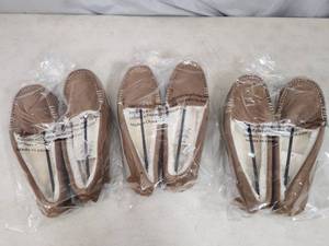 lot 77 image: 3 New Pair of Womens Stars Above Suede Slippers