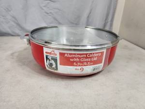 lot 155 image: New EuroHome Aluminum Caldero with Glass Lid