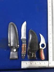 Two hunting knives with sheaths