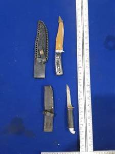 Two hunting knives with sheaths