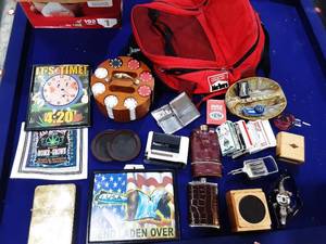 Assorted smoking and barware