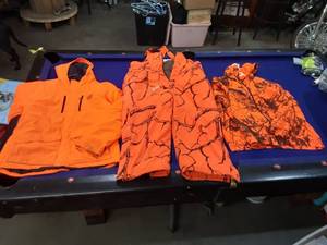 Blaze orange hunting jackets and bibs