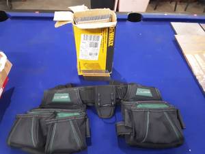 New tool belt and partial box of DeWalt nails