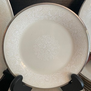 lot 93 image: Grand Moonspun China Grouping by Lenox Service for 12 and Serving Pieces