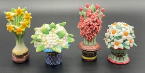 lot 109 image: Four Floral Trinket Boxes