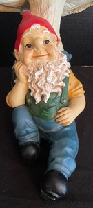lot 134 image: Adorable Resin Gnome Figurine Under a Mushroom