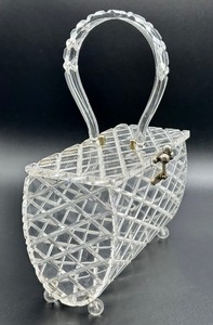 lot 190 image: Vintage Hard Sided Lucite Diamond Cut Handbag
