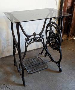 lot 215 image: Glass Topped Vintage Sewing Table