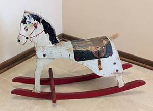 lot 217 image: Vintage Painted Wood Rocking Horse