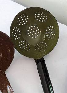 lot 239 image: Vintage Enamel Kettle and Spoons
