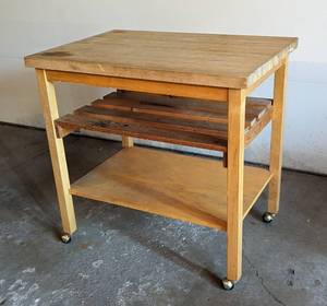 lot 245 image: Rolling Wood Butcher Block Island