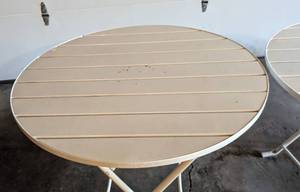 lot 287 image: Pair of Folding White Patio Tables