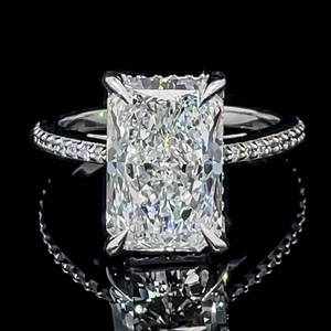 5.28 Carat Radiant Cut Diamond w. Hidden Halo Ring in 14k White Gold, Excellent Cut, Incredible Sparkle - G ColorVS Clarity w IGI Certification $27,000 Retail VIDEO