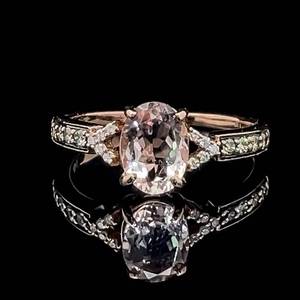 Designer Le Vian Oval Strawberry Morganite & Diamond Ring in 14k Rose Gold $2,000 Retail VIDEO
