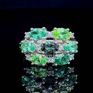 Shades of Gorgeous Green Oval Green Stone & Cubic Zirconia Cluster Ring VIDEO