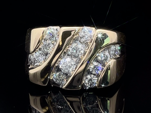 Mens 2.00 Carat Diamond Bold Multi-Channel Free-Form Square Top Ring in 14k Yellow Gold, Solid 12.90 Grams $9900 Retail VIDEO 