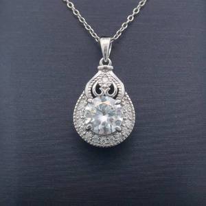 2.25 Carat Round Moissanite in Royal Halo Necklace with Filigree Style Design  VIDEO 