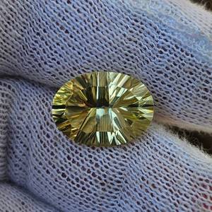 11.60 Carat Lemon Citrine Gemstone Fancy Starburst Concave Oval Cut VIDEO