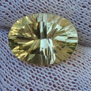 9.82 Carat Lemon Citrine Gemstone Fancy Starburst Concave Oval Cut