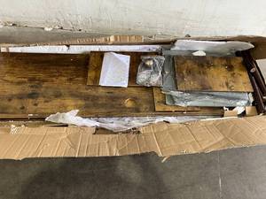 lot 52 image: Unikito Rustic Brown Industrial TV Stand with Two Grey Drawers