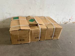 lot 54 image: LOT OF THREE BalanceFrom 50 Pound Rubber Encased Hex Dumbbells