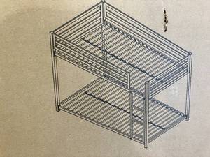lot 63 image: DHP Miles Silver Metal Twin Over Twin Bunk Beds